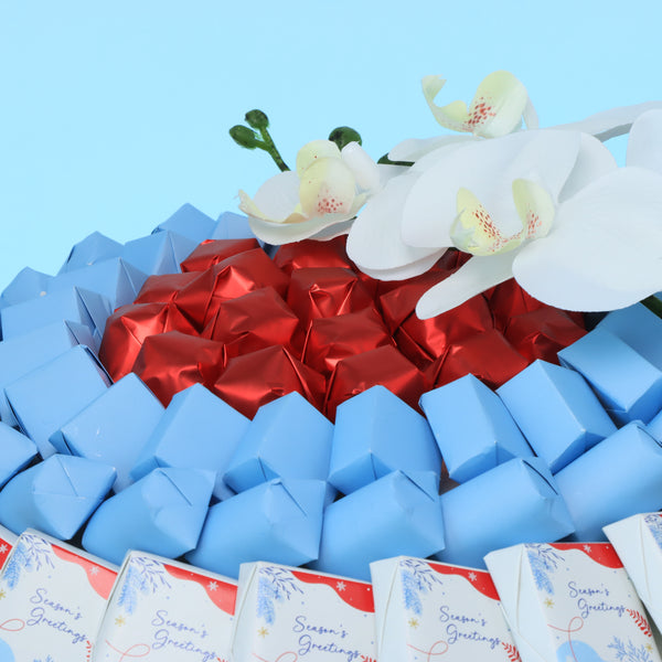 Season's greetings designed premium chocolate round leather tray