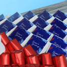 Season's greetings designed premium chocolate large leather tray