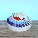 Season's greetings designed premium chocolate round leather tray