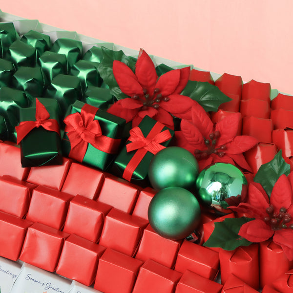 Season's greetings designed premium chocolate large leather tray