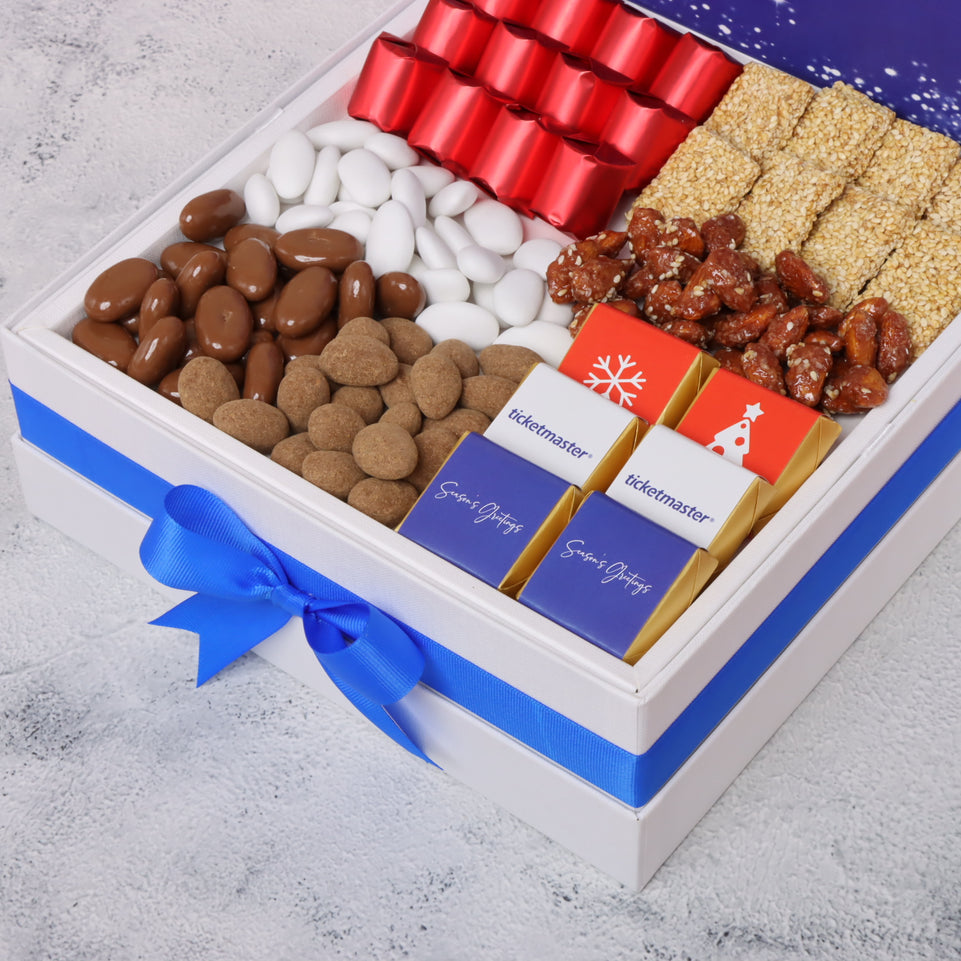 Corporate customized premium chocolate & sweets back drop hamper