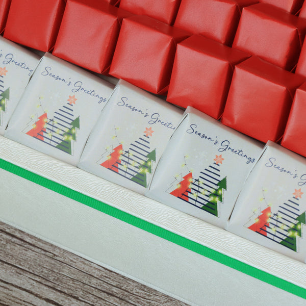 Season's greetings designed premium chocolate large leather tray