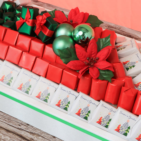 Season's greeting designed premium chocolate medium leather tray