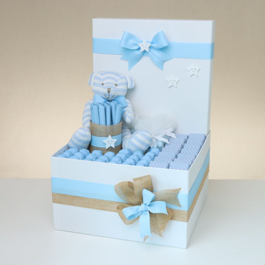 Baby boy teddy decorated chocolate extra large hamper