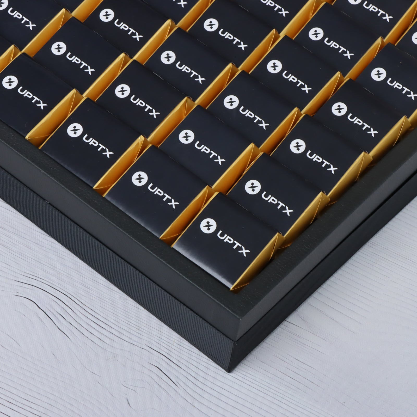 Corporate customized premium chocolate medium leather tray with customized acrylic backdrop