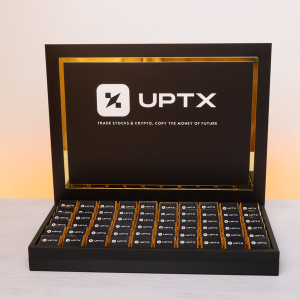 Corporate customized premium chocolate medium leather tray with customized acrylic backdrop