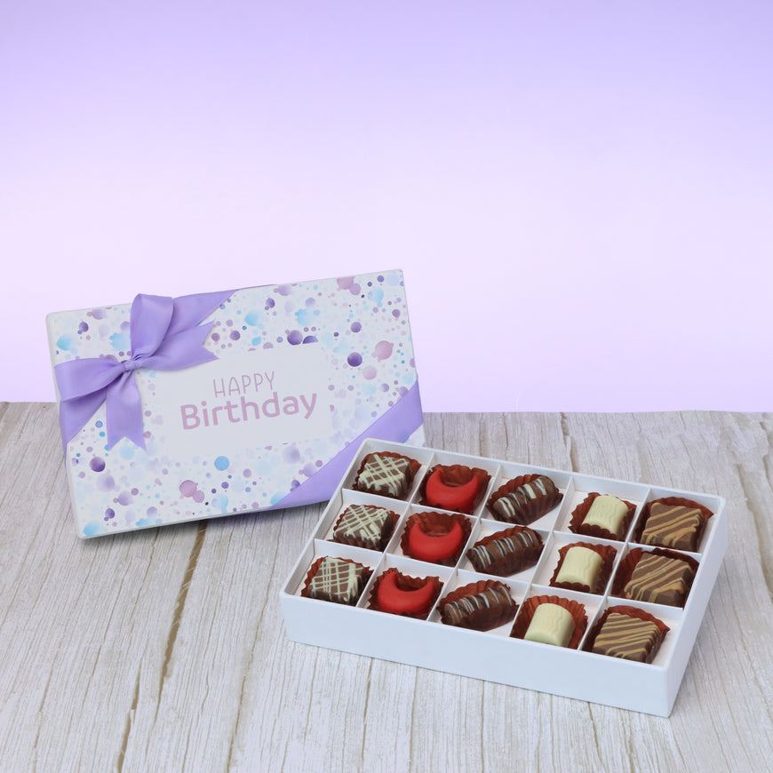 "Happy birthday" bubble designed 15-piece chocolate hard box