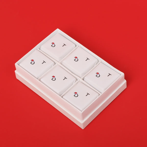 Set of 8 Corporate branded 6-piece premium chocolate hard box with ribbon