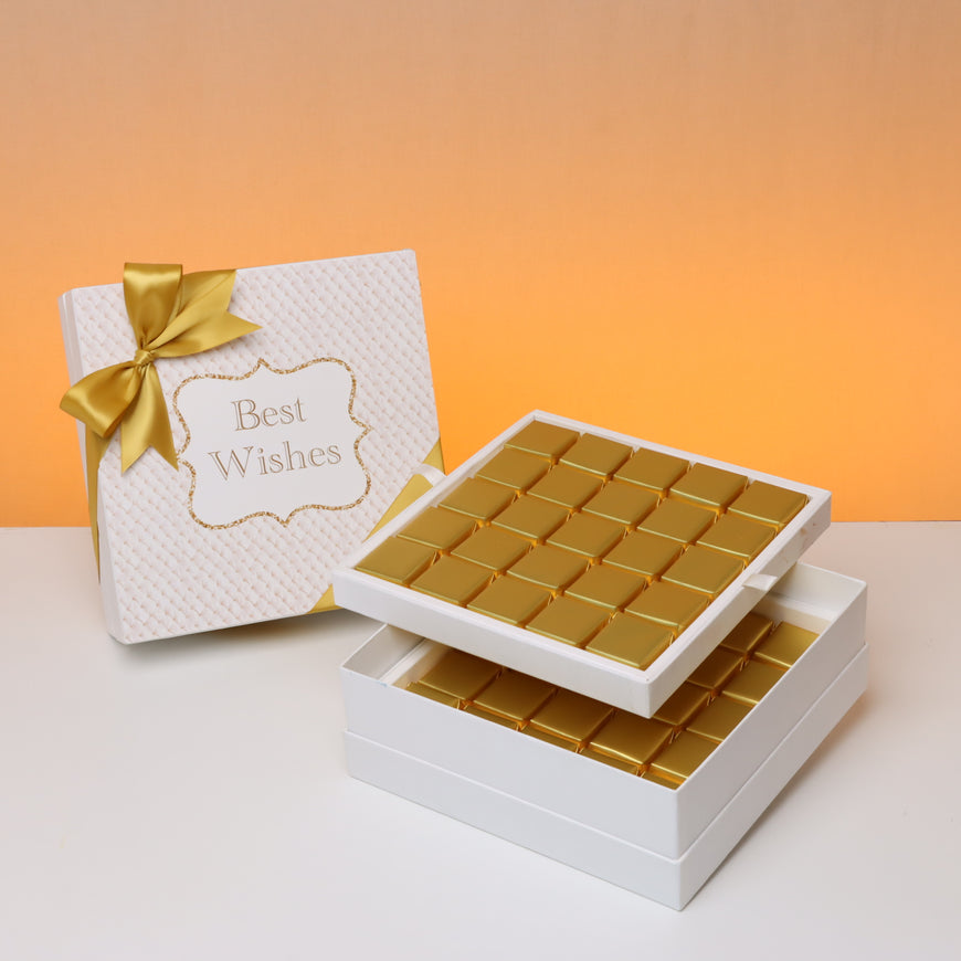 Best wishes neutral 50 p chocolate hard box