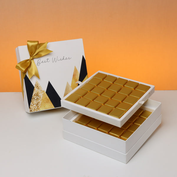 Best wishes geometric designed 50p premium chocolate hard box