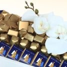 Season's greetings designed premium chocolate medium leather tray