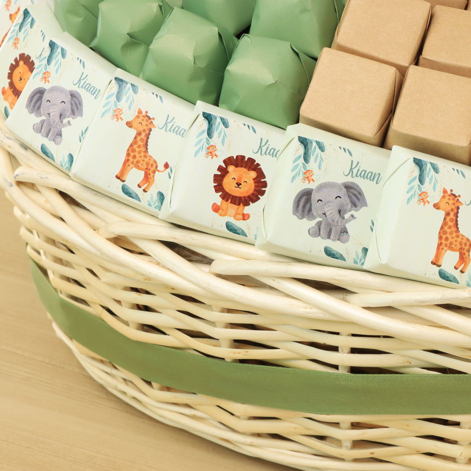 Baby safari theme personalized designed chocolate medium basket