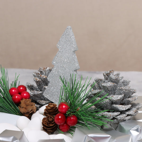 Glittery Christmas tree decorated premium chocolate ceramic plate