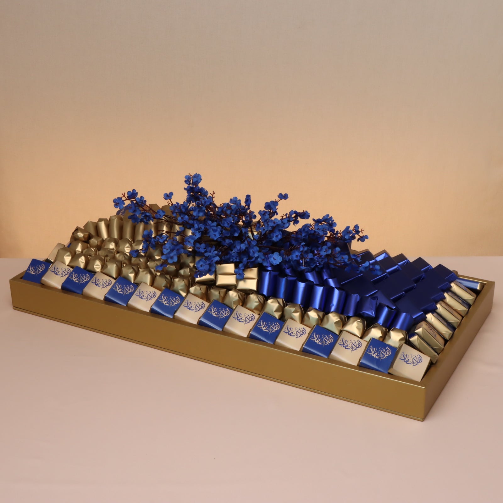 Decorated leather gift tray large