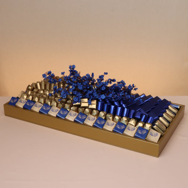 Decorated leather gift tray large