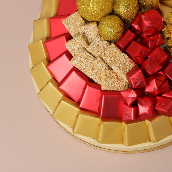 Christmas decorated premium chocolate round leather tray