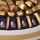 Season's greetings designed premium chocolate round leather tray