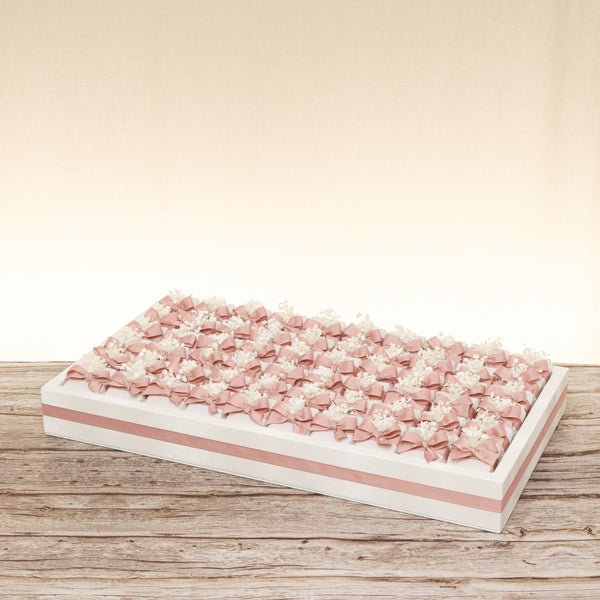 Bridal ribbon and flower decorated premium chocolate medium leather tray