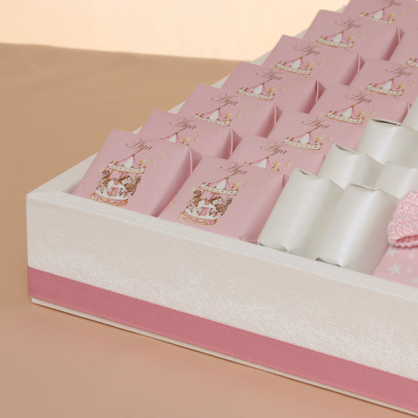 Baby Girl Carousel theme chocolate medium leather tray