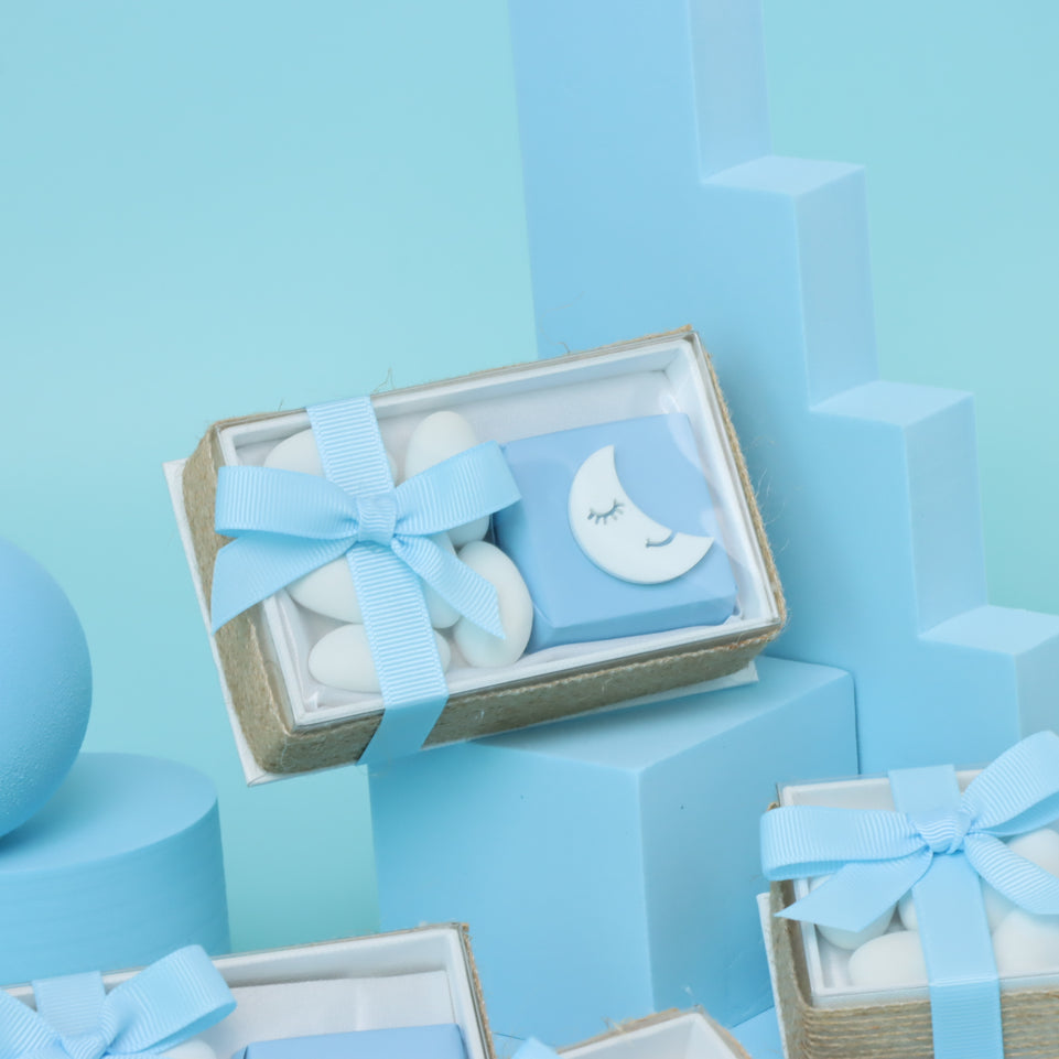 Baby boy acrylic decorated chocolate view top box giveaway