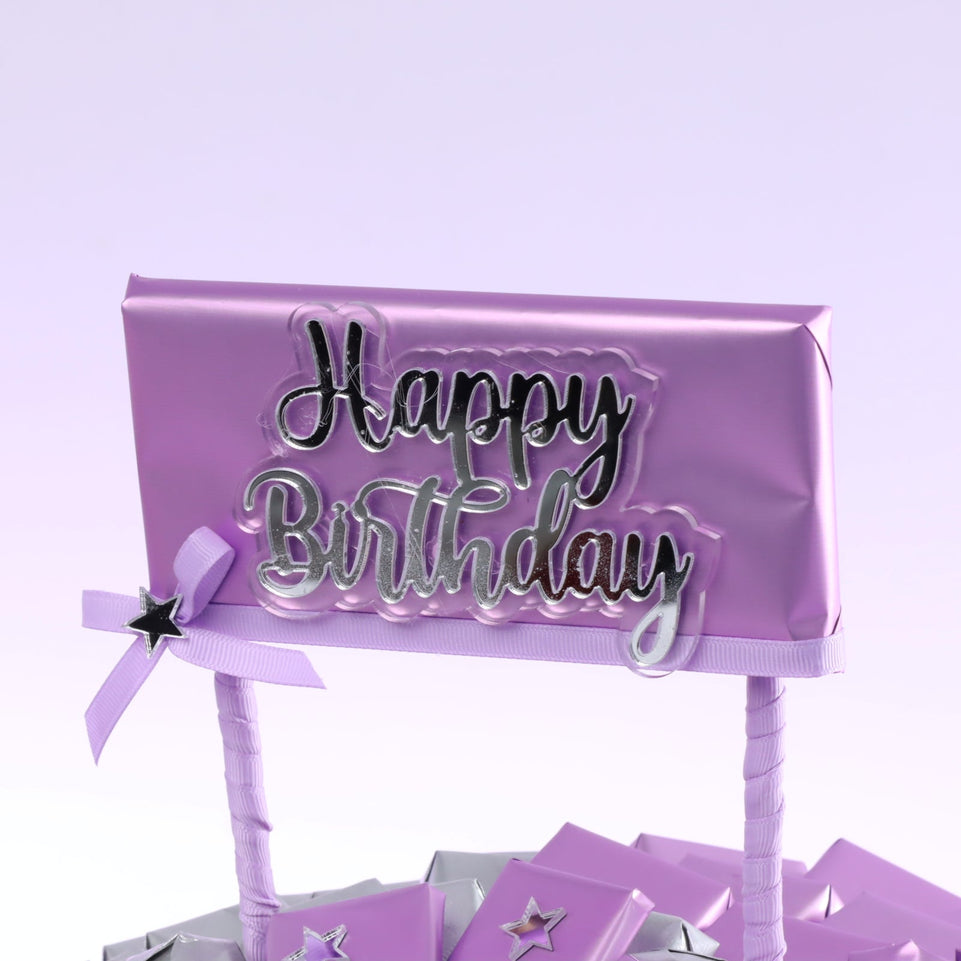 Luxury happy birthday decorated chocolate round tray