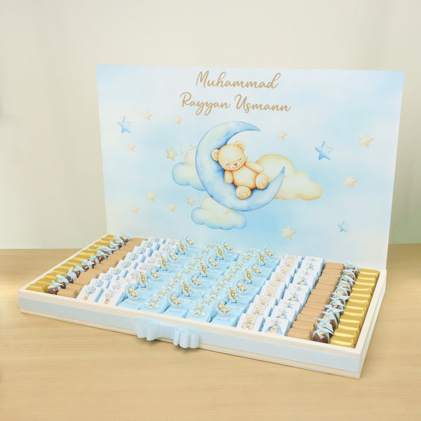 Baby boy teddy designed premium chocolate large leather tray