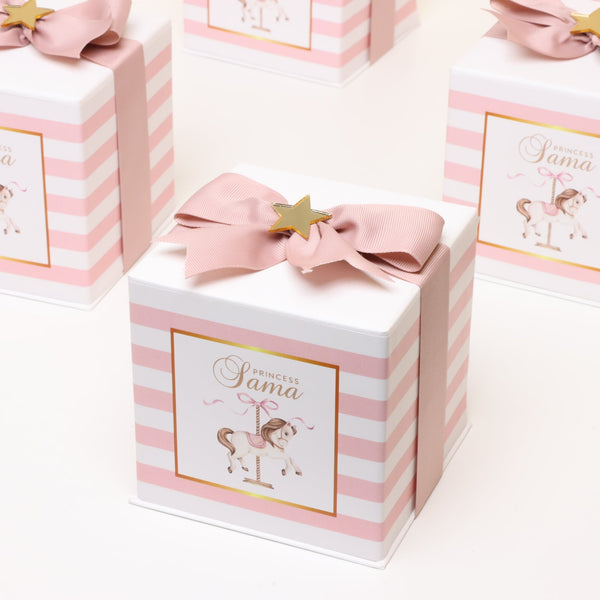 Set of 20 Baby carousel theme acrylic decorated candle hard box