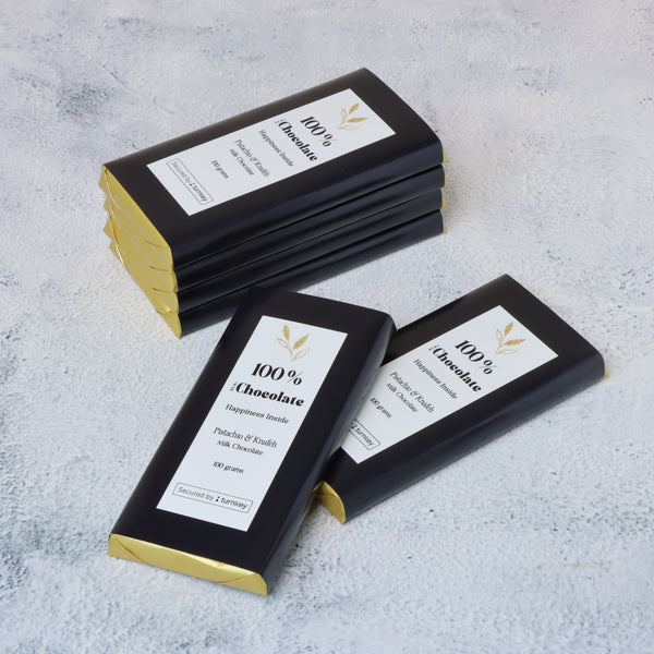 Set of 10 corporate branded knafeh pistachio loose milk chocolate bar