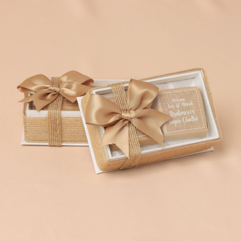 Set of 20 Baby personalized rustic designed premium chocolate box giveaways