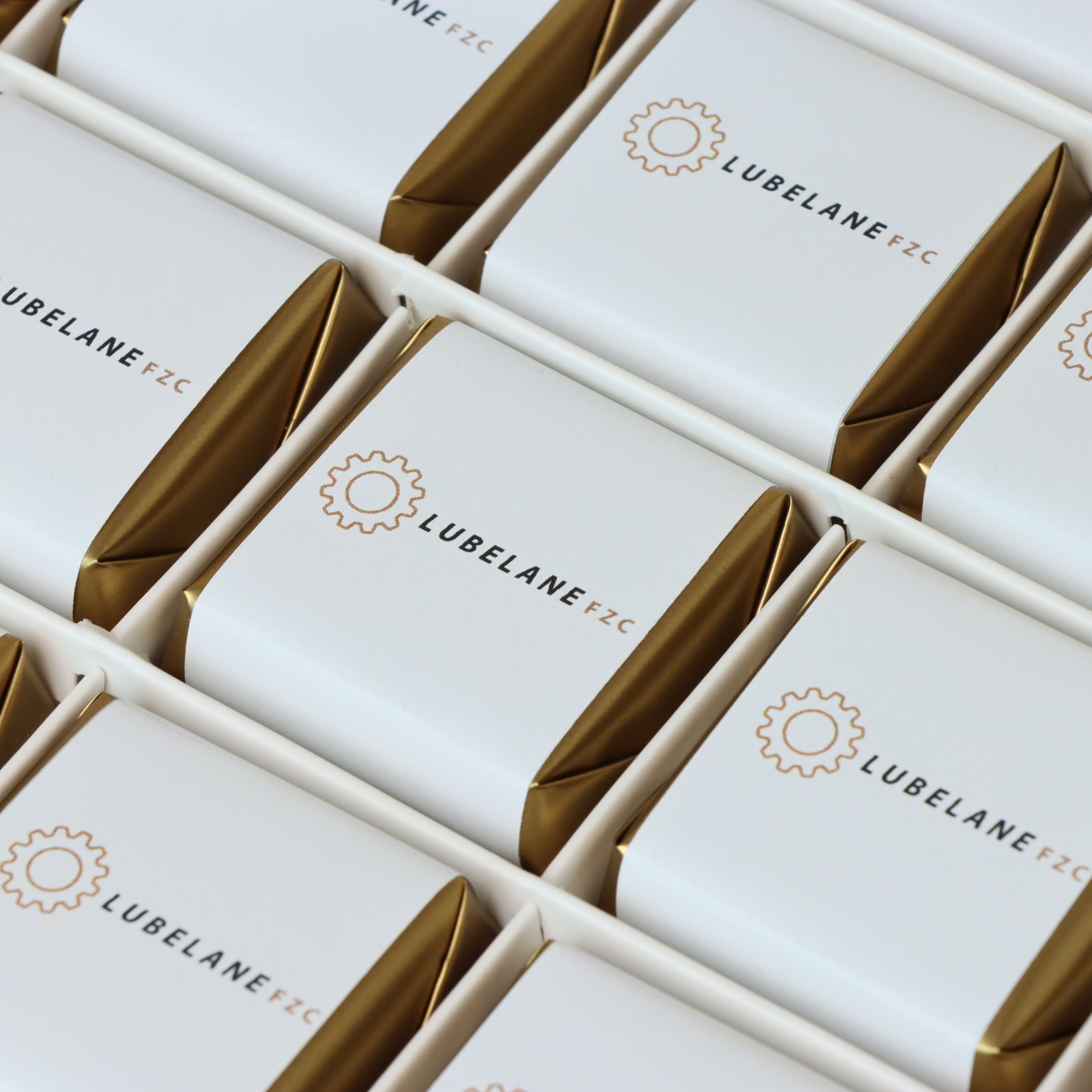 Set of 2 Corporate branded chocolate hard box with printed top card.