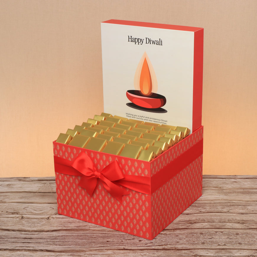 Happy diwali candle designed premium chocolate printed large hamper