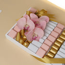 Flower decorated premium chocolate medium leather tray