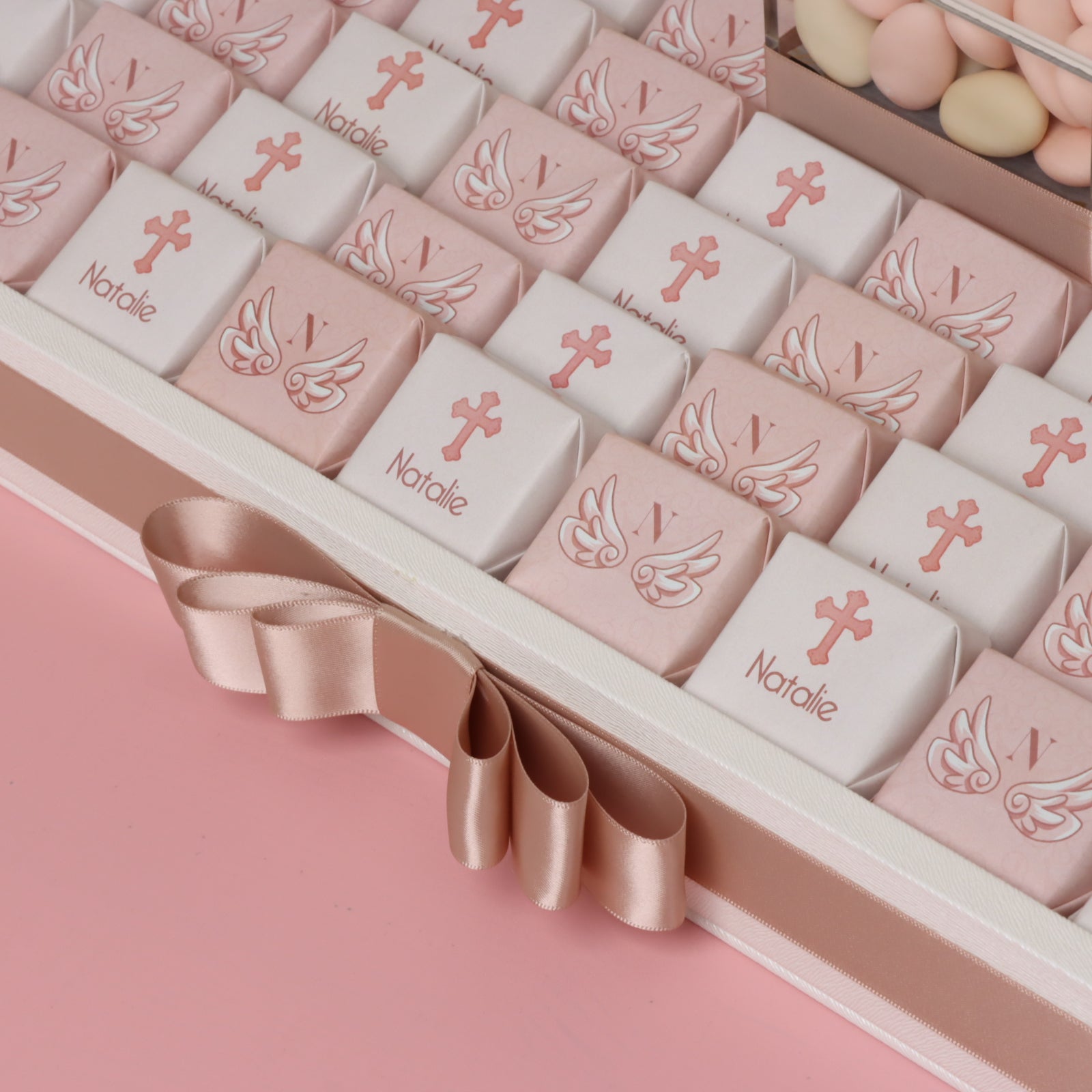 Baby girl angle theme designed premium chocolate medium leather tray