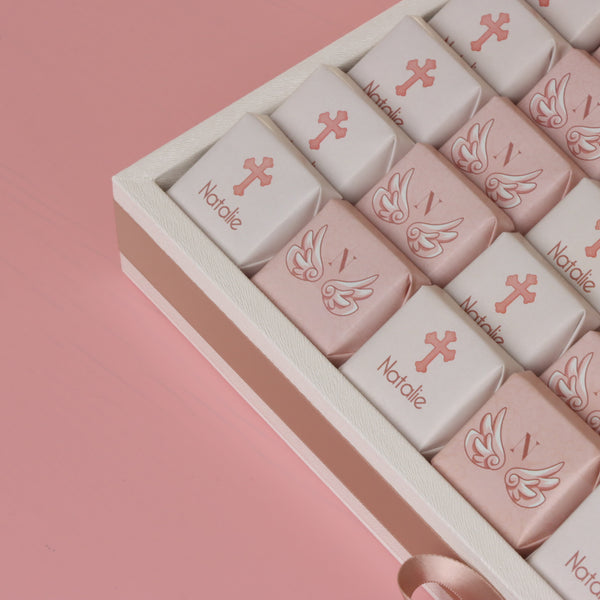 Baby girl angle theme designed premium chocolate medium leather tray