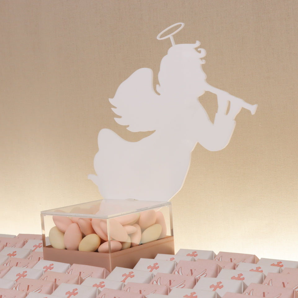 Baby girl angle theme designed premium chocolate medium leather tray