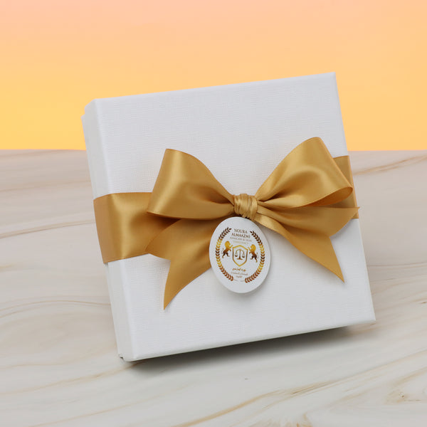 Set of 5 Corporate branded chocolate hard box with logo tag and matching ribbon