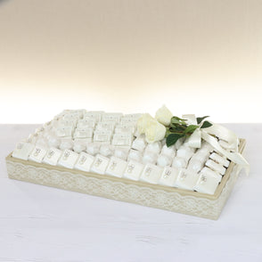Bridal decorated chocolate leather tray