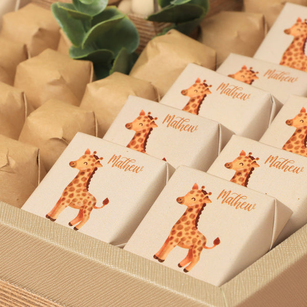 Baby safari animal designed premium chocolate medium leather tray