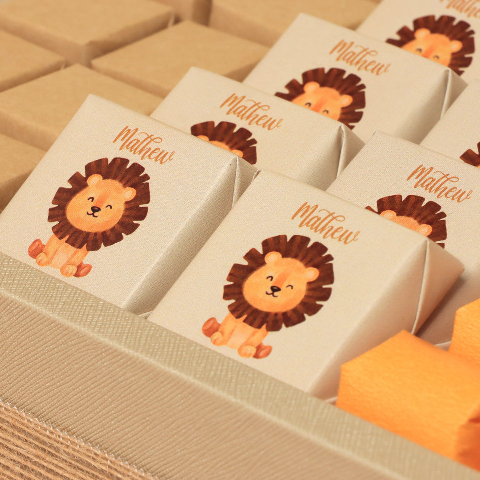 Baby safari animal designed premium chocolate medium leather tray