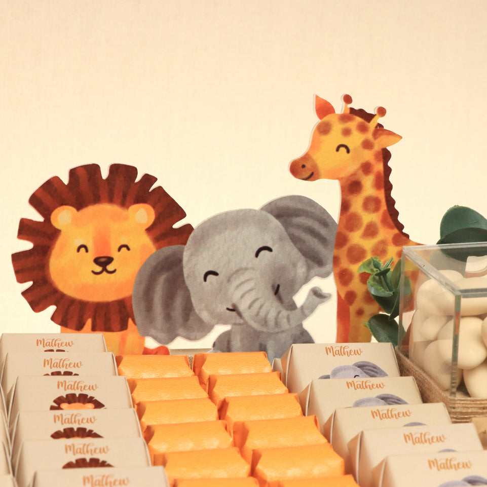 Baby safari animal designed premium chocolate medium leather tray