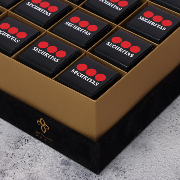 Corporate branded chocolate velvet hard box