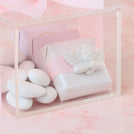 Set of 20 baby girl angel decorated premium chocolate & almond dragees acrylic box