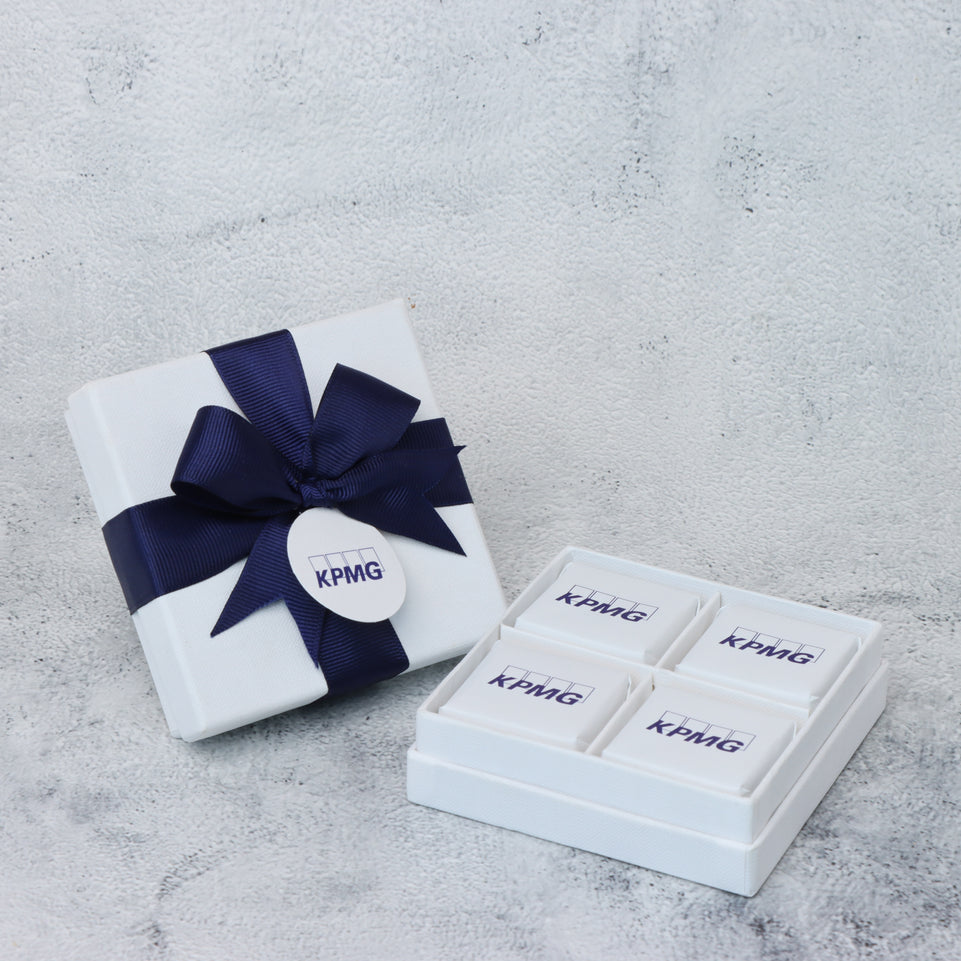 Corporate Branded 4-piece chocolate hard box