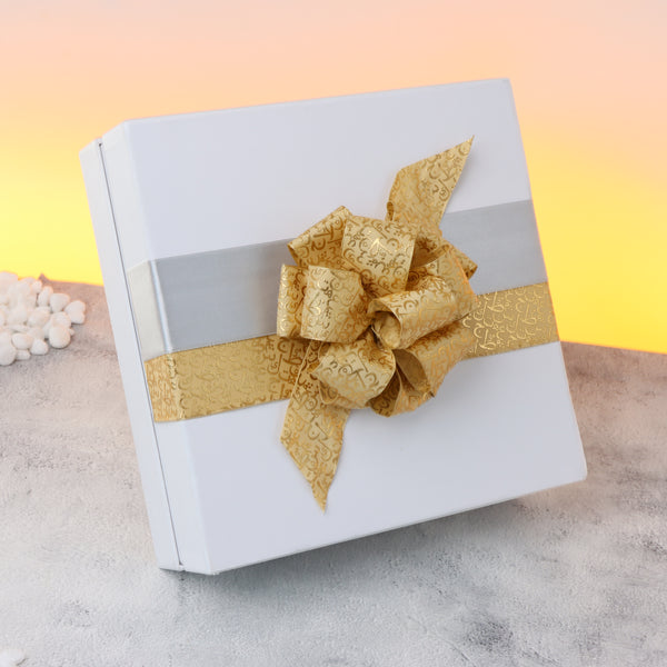 Calligraphy ribbon decorated chocolate hard box