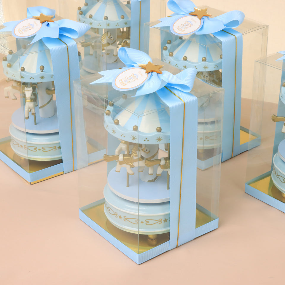 Set of 20 Baby boy personalized carousel designed music carousel box