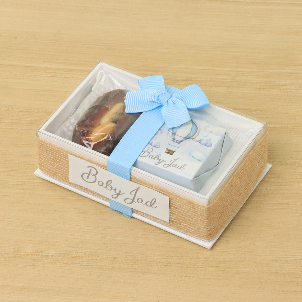 Set of 20 Baby boy Air Balloon theme chocolate view top box