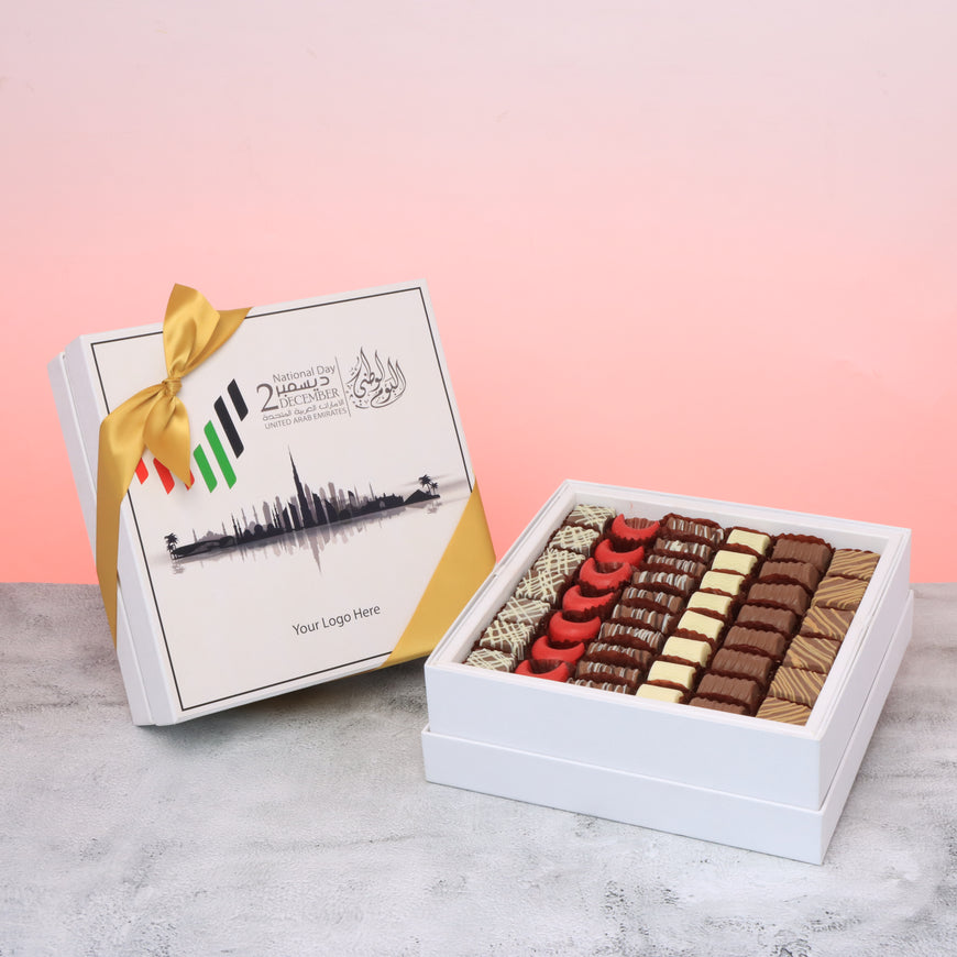 Set of 2 corporate customized UAE national day designed premium chocolate hard box