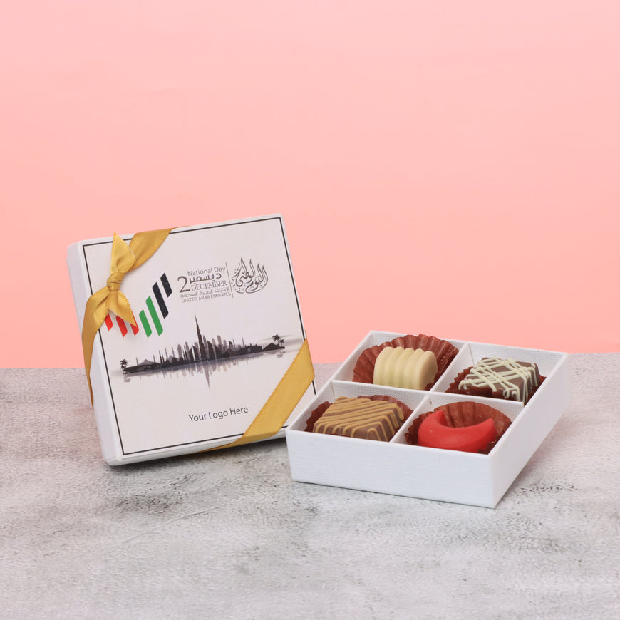 Set of 15 Corporate customized UAE national day designed premium chocolate 4P hard box
