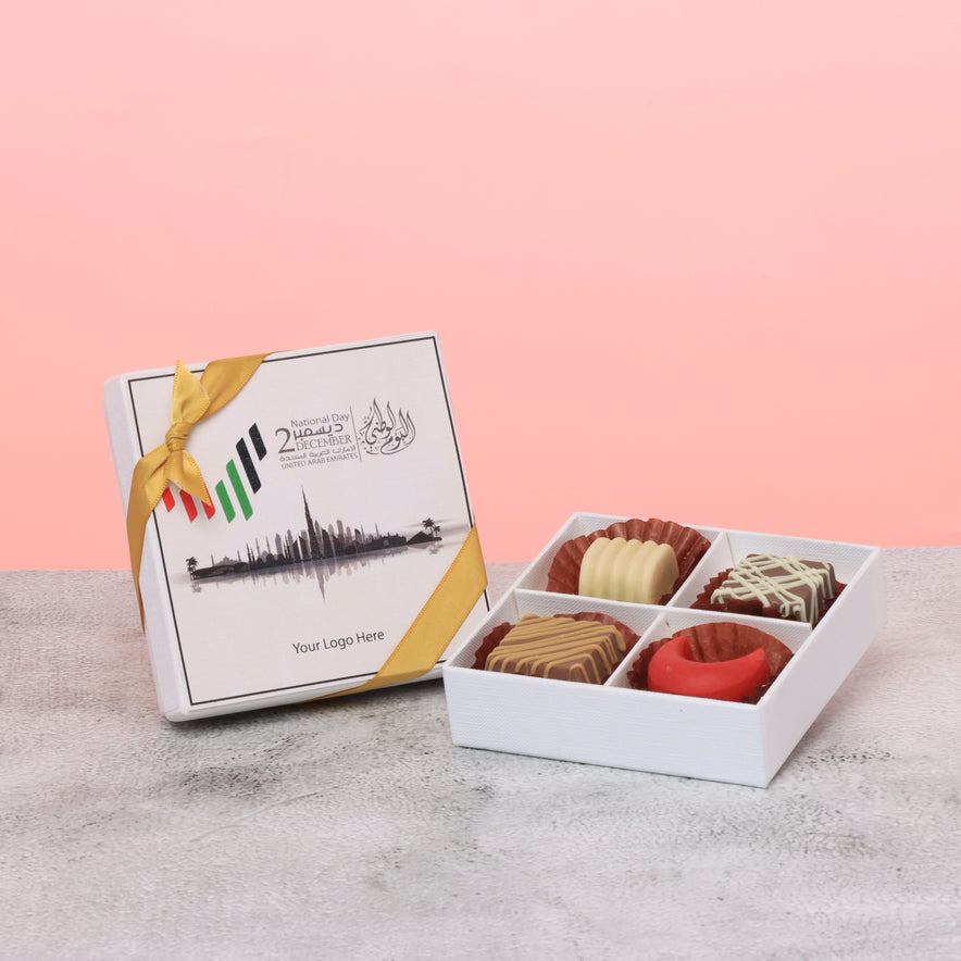 Set of 15 Corporate customized UAE national day designed premium chocolate 4P hard box