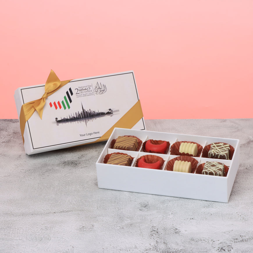 Set of 6 corporate customized UAE national day premium chocolate 8P hard box